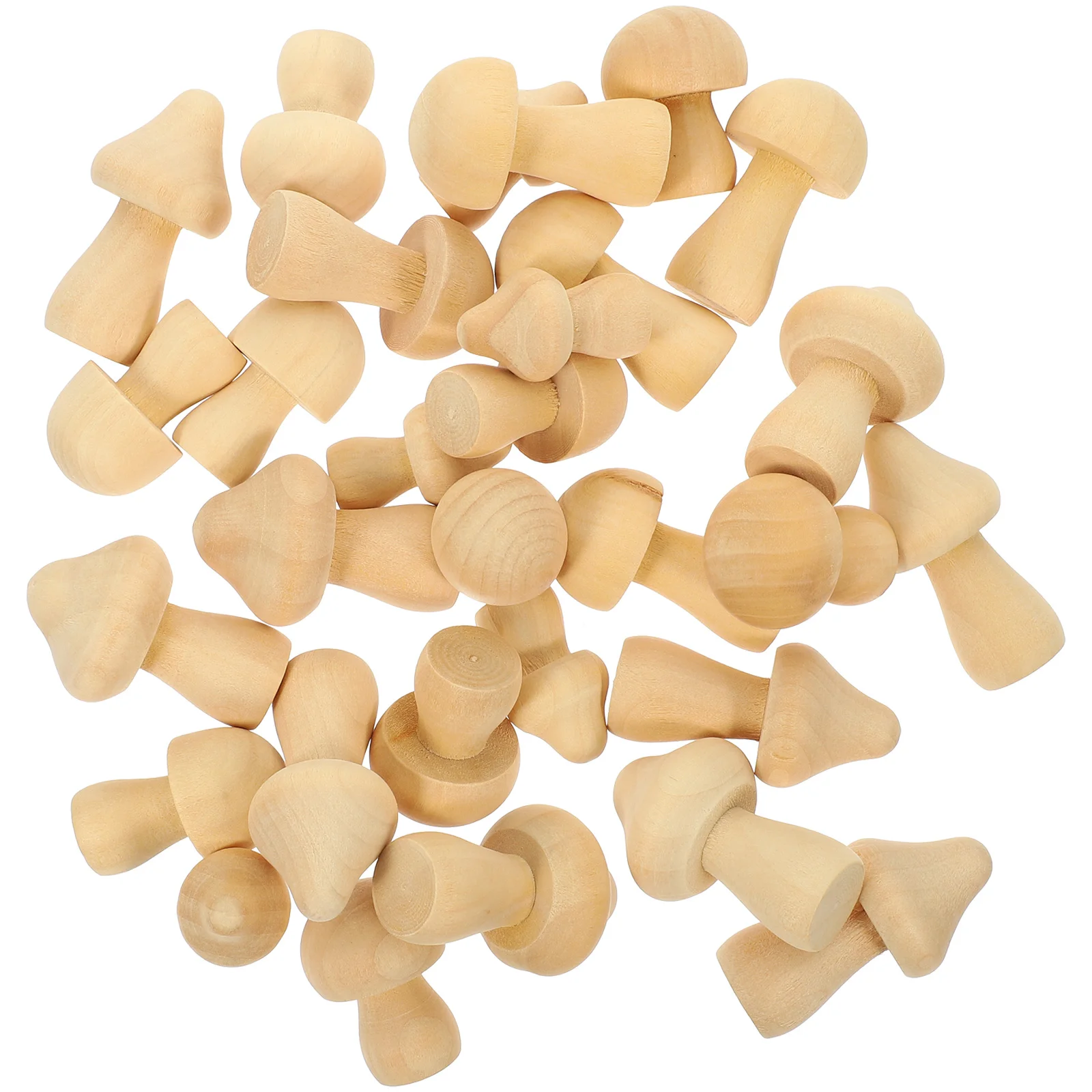 

30 Pcs White Germwood Mushroom Mini Model Kids Painting Toys Crafts DIY Supplies Wooden Graffiti Ornament Child