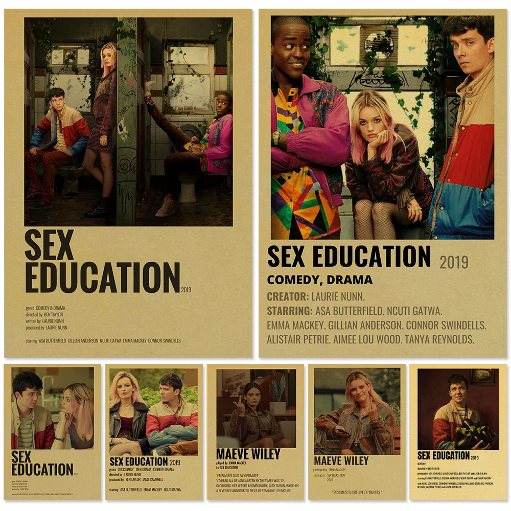 Popular TV Show Sex Education Vintage Kraft Paper Posters Home Wall Decor Poster Art Painting Pictures Living Room Bar Stickers |