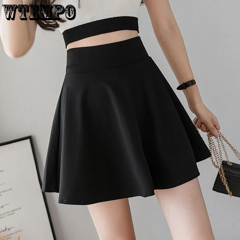 

WTEMPO Half-length Skirt Short Skirt for Female Students Korean Pleated Skirt High Waist Large A-line Skirt Puffy Skirt 2023 New