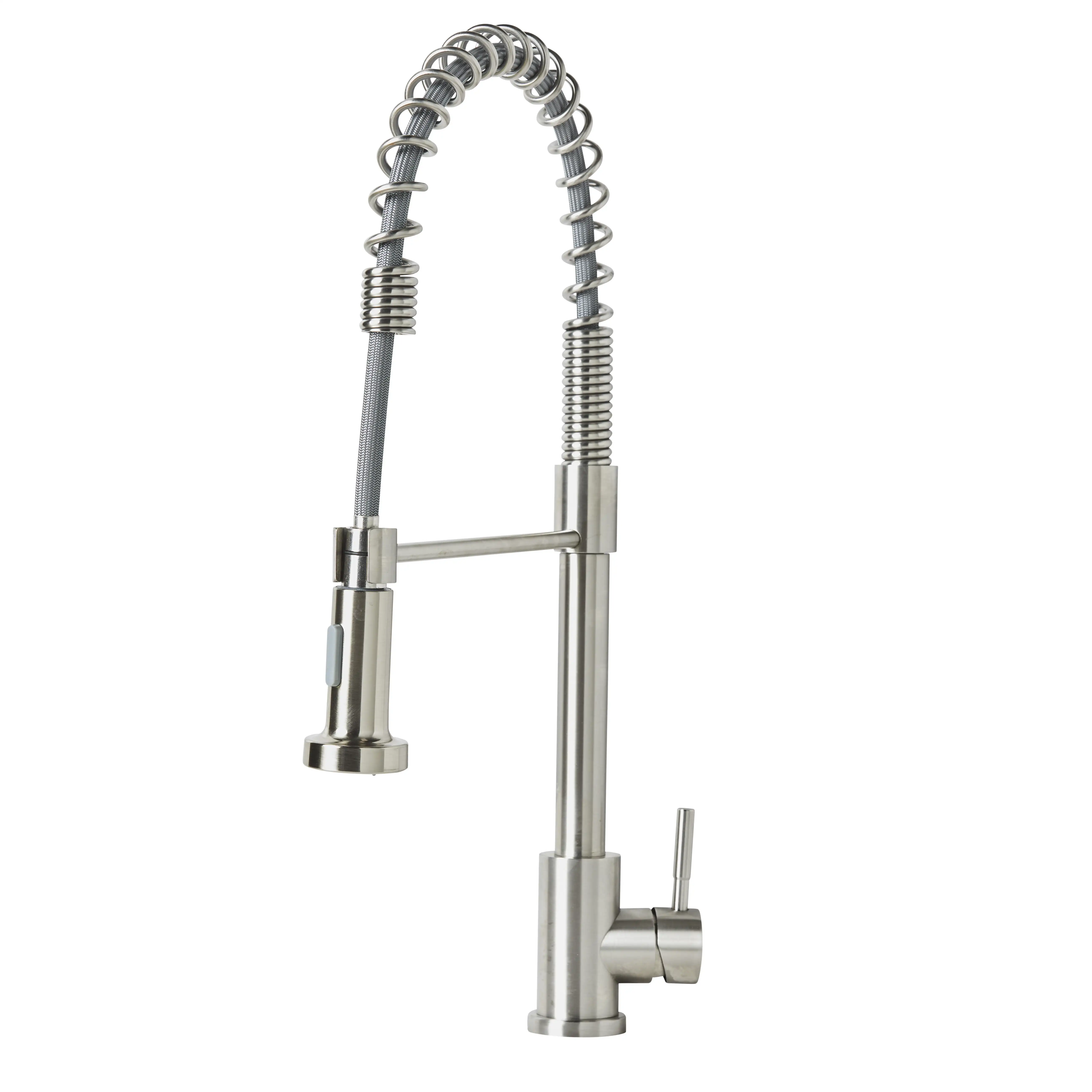 

Better Homes & Gardens Elmont Single-Handle Spring Neck Pull Down Sprayer Kitchen Faucet, Satin Nickelmodern kitchen faucet