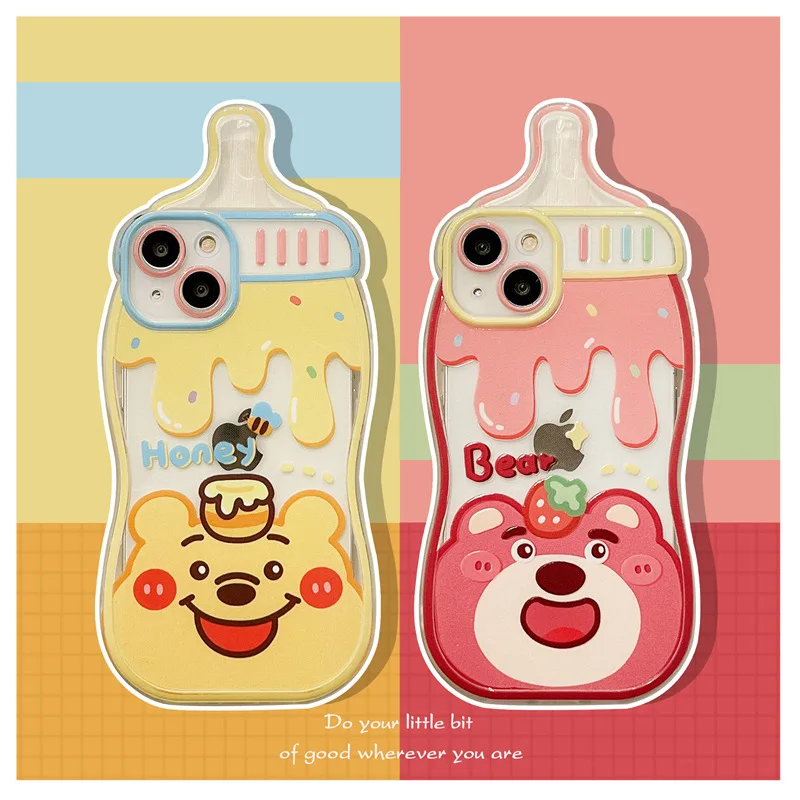 

Creative Cream Bottle Cartoon Cute Bear Phone Case Cover for IPhone 11 12 13 Pro X XR XS Max Shockproof Case for IPhone 13 Cases