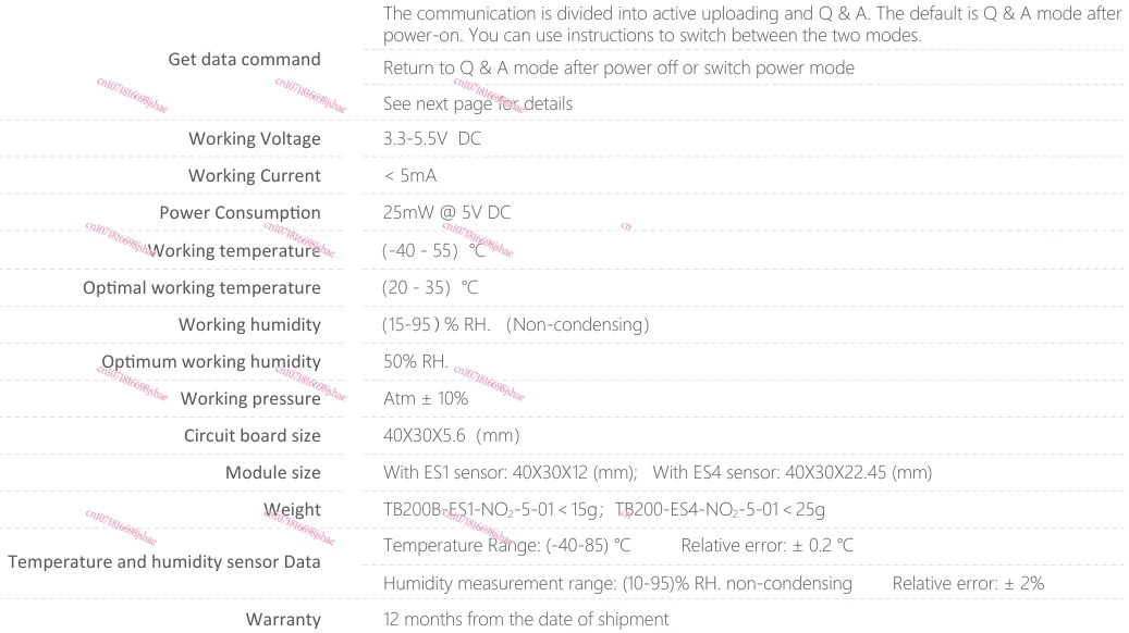 Газовый модуль 0-5ppm TB200B-ES1/ES4-NO2-5-01