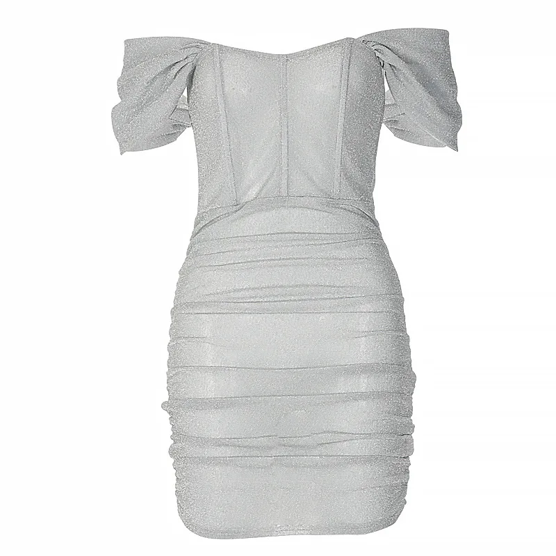 

Sexy Ladies Dress New Women Fitting Dress Skirt Pack Hip Shoulder Drape Sleeves Solid Color Mid Waist Wrap Dress Free Shipping