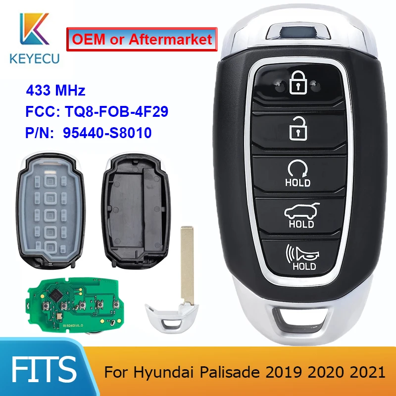 

KEYECU TQ8-FOB-4F29, 95440-S8010, 95440S8010 434 МГц OEM/послепродажный смарт-ключ для Hyundai Palisade 2019 2020 2021