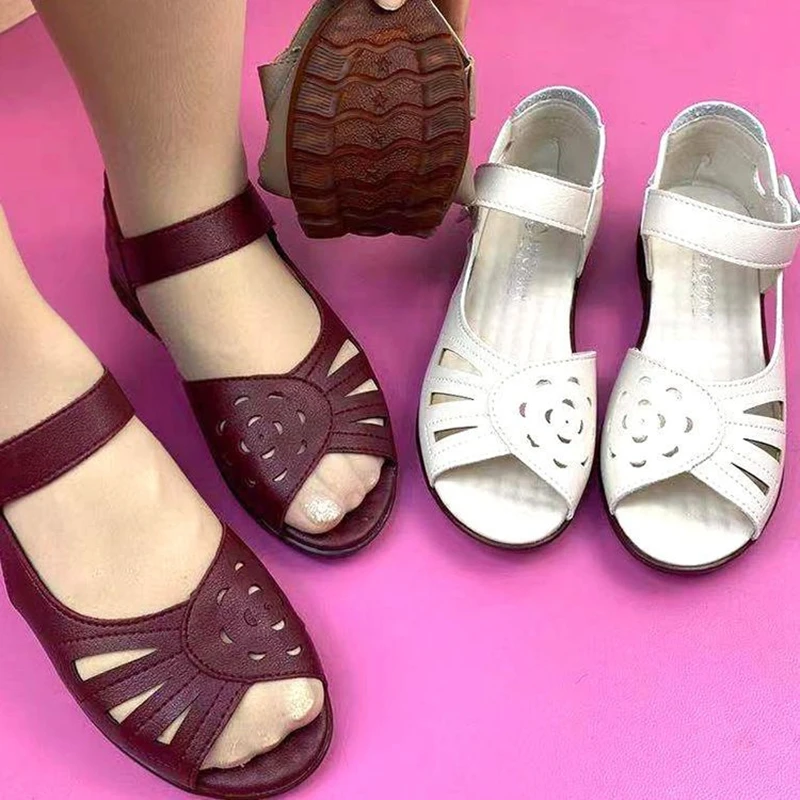 

Босоножки на танкетке, женская обувь, лето 2023, модные туфли-оксфорды из искусственной кожи, удобная обувь для мам с мягкой подошвой, обувь на низком каблуке