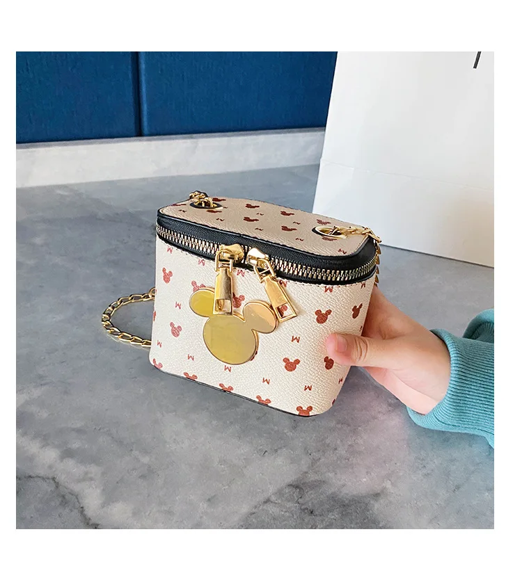 Disney Fashion handbag hot style cartoon Mickey Mouse children girls shoulder messenger square bucket change bag