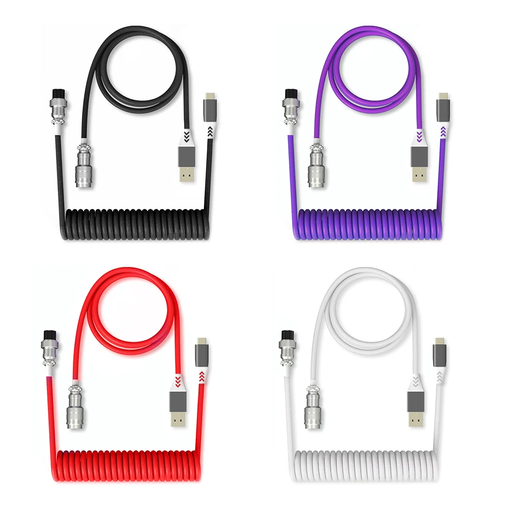 

1.8m Coiling Mechanical Keyboard Aviation Connector Type-C USB Keyboard Type C USB Cable Mechanical Keyboard Coiled Aviator Wire