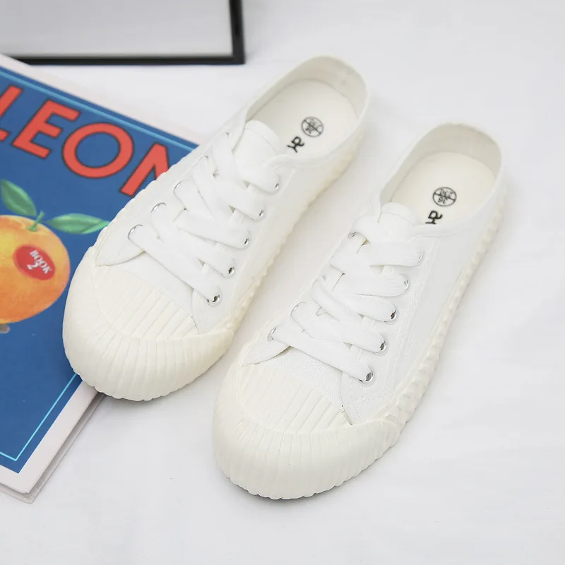 Spring 2023 Retro Fashion Sports Shoe for Women Yellow Cookie Shoes Half Trailer Canvas Shoe Fashion Cloth Shoe Ventilate Girl