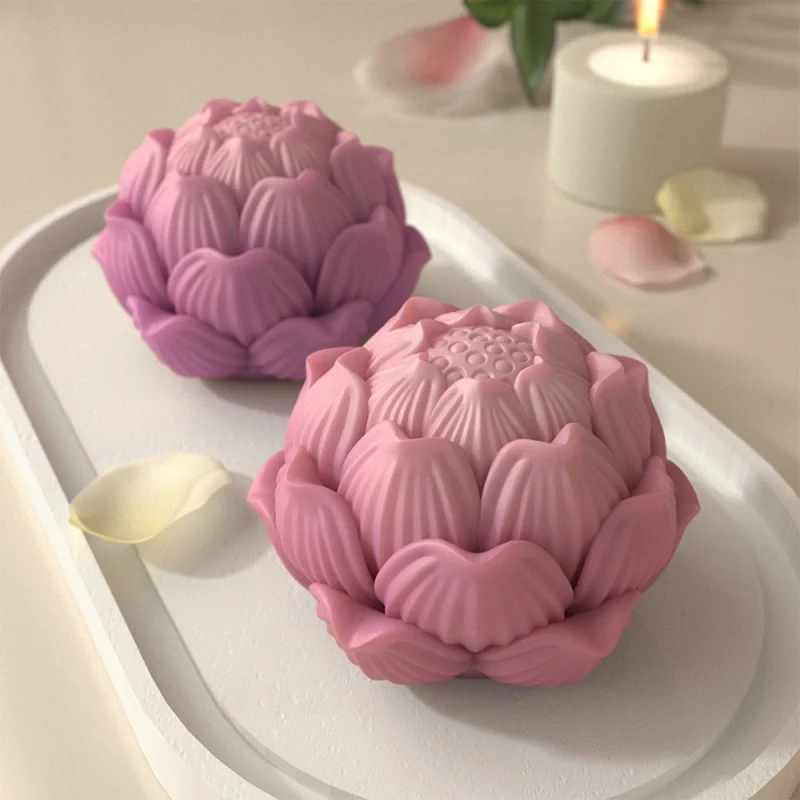 Силиконовая форма в виде цветка лотоса свечи для самостоятельного изготовления