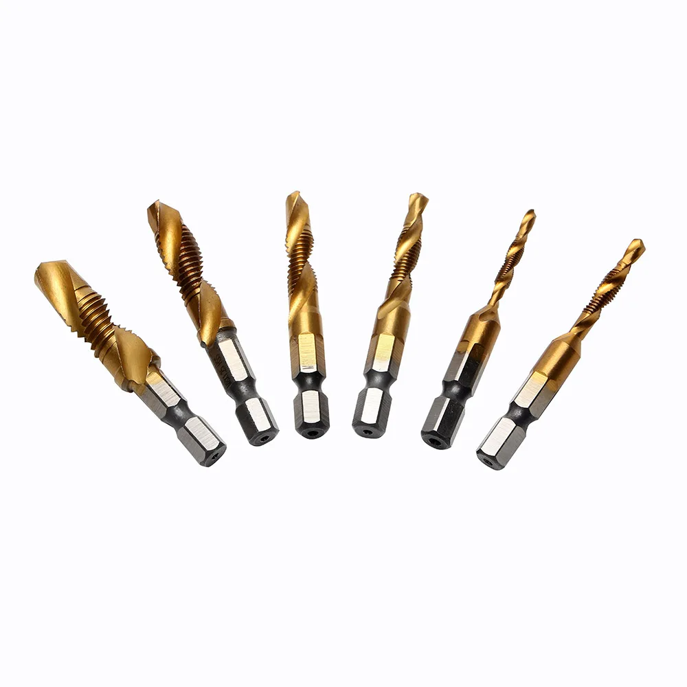 

Сверла м3 М4 М5 М6 М8 М10, ручные инструменты, Метчик, спиральная точка, высокоскоростные стальные резьбовые метрические штекеры, 6 шт./комплект