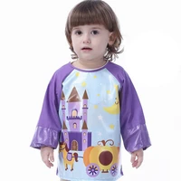 2022 cartoon waterproof bibs childrens eating blouse large size pure cotton reverse wear kindergarten baby painting clothes