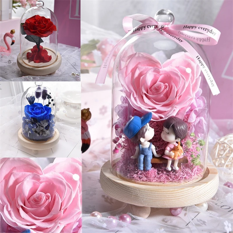 

Beauty and The Beast Preserved Flowers Eternal Rose Valentine Day Gifts for Girlfriend Birthday Wedding Favors Bridesmaid Gift