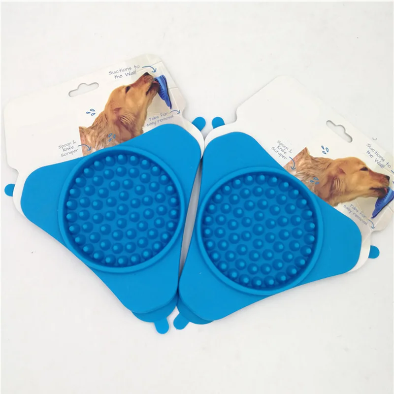 

Blue Portable Fixed Suction Dog Lick Pad Cup Bowl Dog Slow Feeder Silicone Pet Transfer Plate Bath Best Selling Pet Supplies