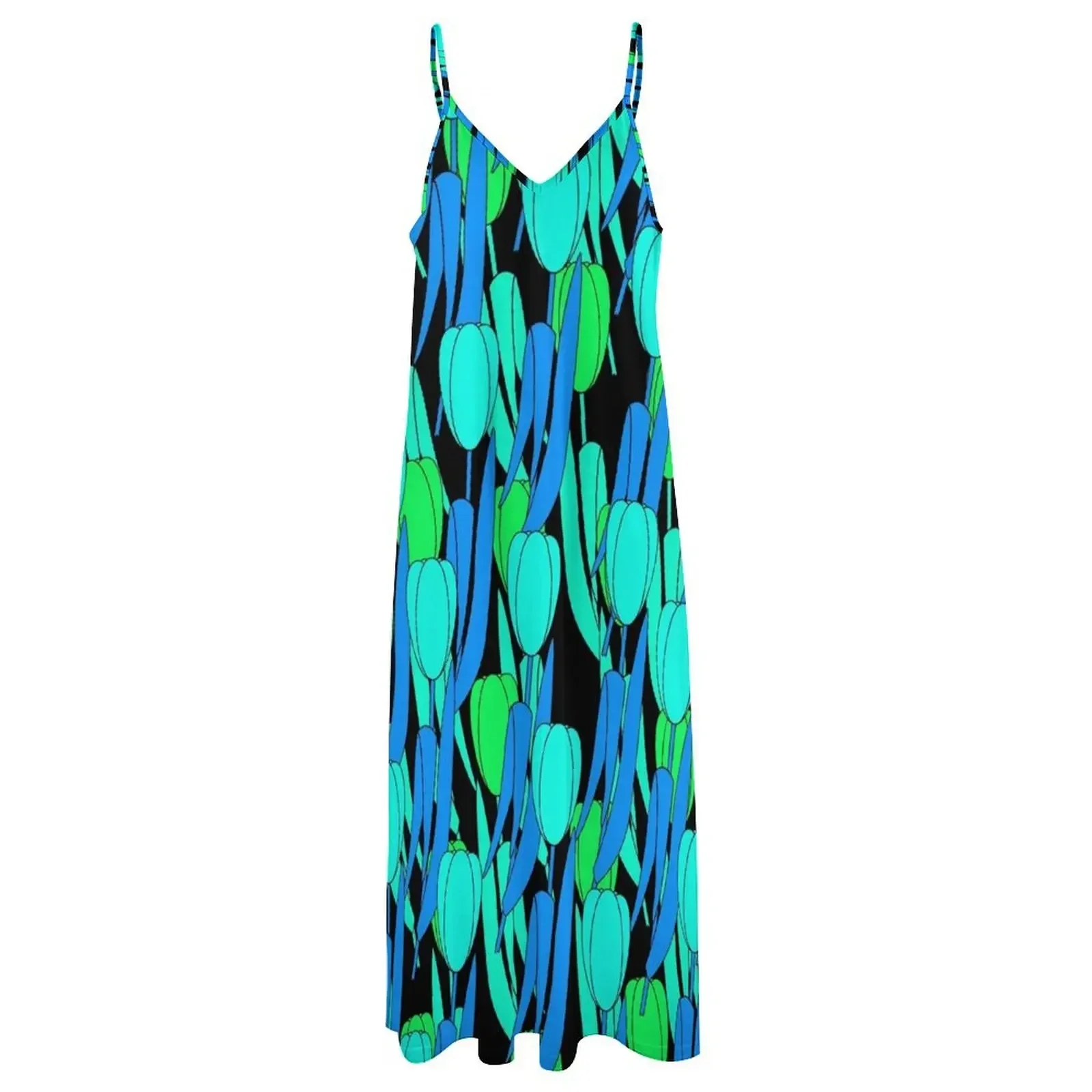 Тюльпаны (нефрит и лазурь) платье без рукавов вечерние платья женские Выпускные