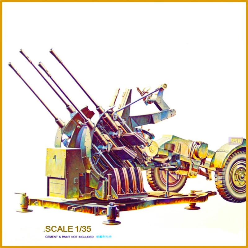 

NX 1/35 German FLAK38 Type 20MM Quadruple Anti-aircraft Gun Model Resin Model Kit Resin Military Model Assembly Model