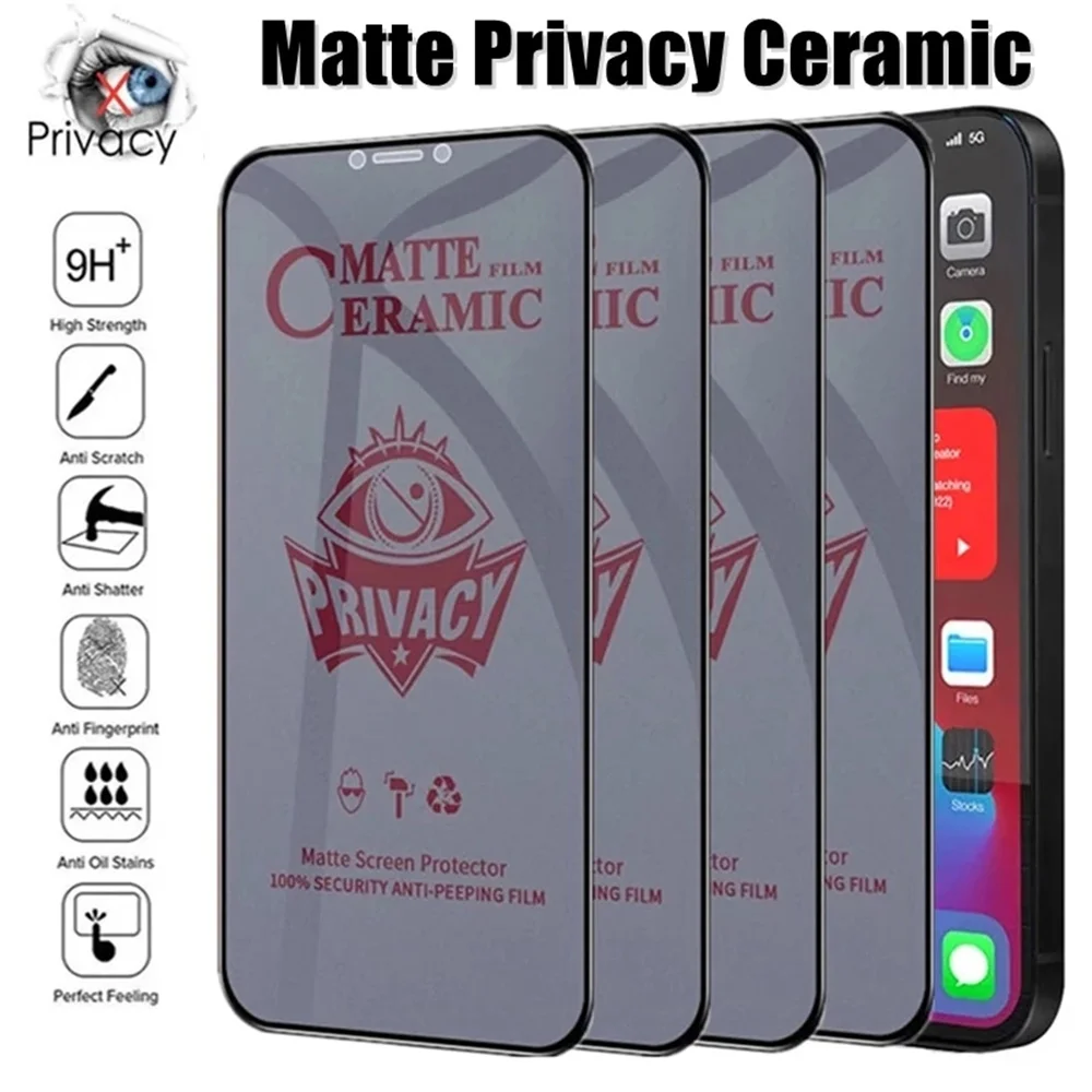 10/50Pcs Privacy Ceramic Anti Spy Film HD Matte Screen Protector For iPhone 14 13 12 11 Pro Max XS XR X 8 7 6 Plus SE