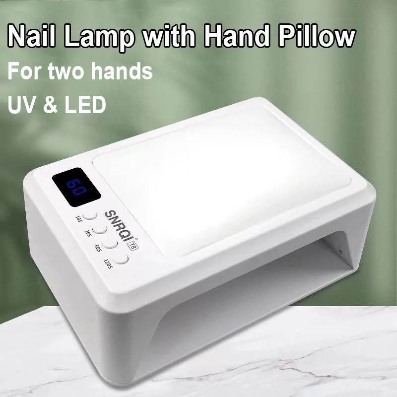72W Nail Polish Dryer Lamp With Hand Pillow For Nails Art Two Hands Arm Rest Hand Cushion Pillow Nail Dryer UV  Led Nail Lamp