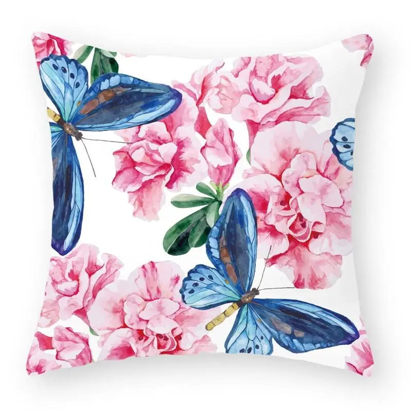 

Flower Butterfly Collection Print Pattern Decorative Home Pillowcase Square Office Decorative Cushion Cover