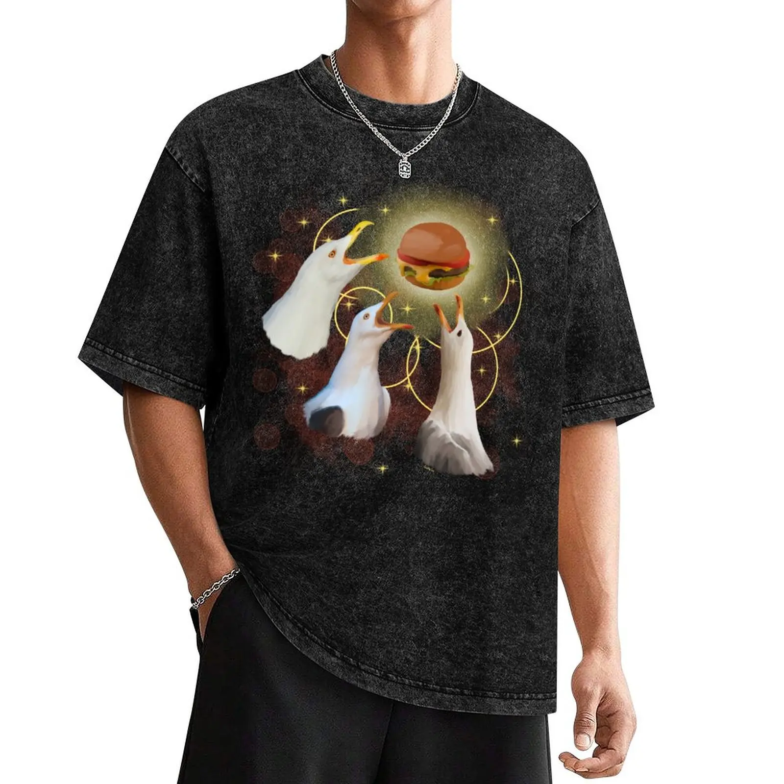 Футболка с изображением три чайки бор синий замок футболки аниме компрессионная