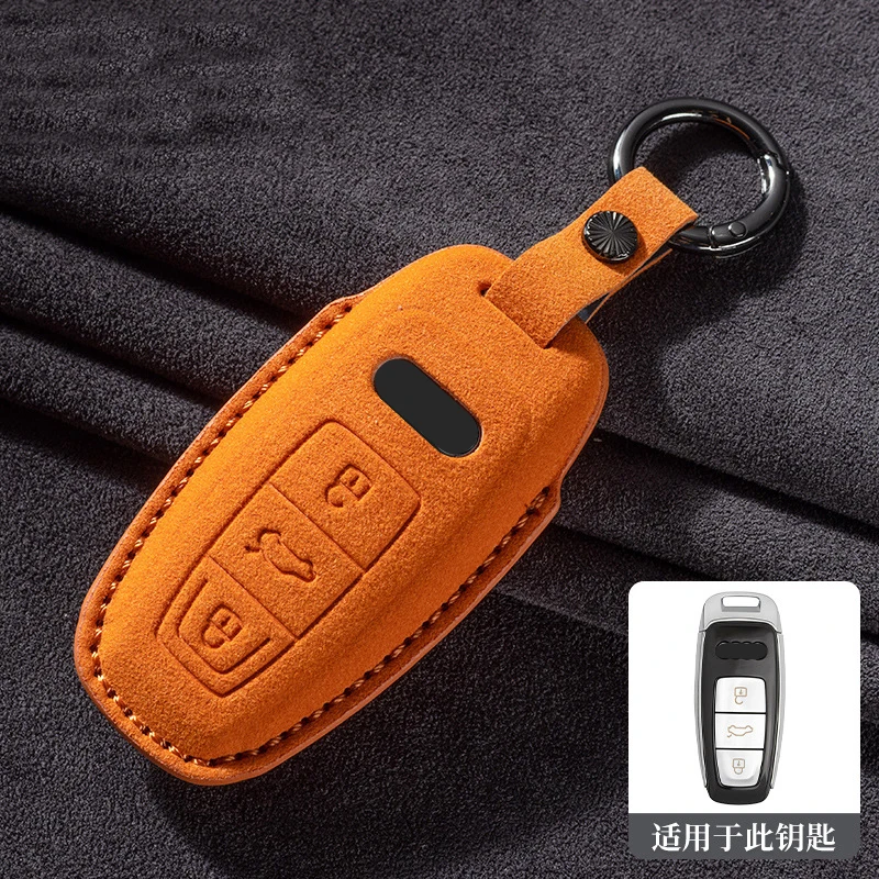 

Чехол для автомобильного дистанционного ключа для Audi A3 A4 B9 A6 A7 4K A8 E-tron Q5 Q8 C8 D5 SQ8 Замшевый автомобильный брелок для ключей Защитная сумка