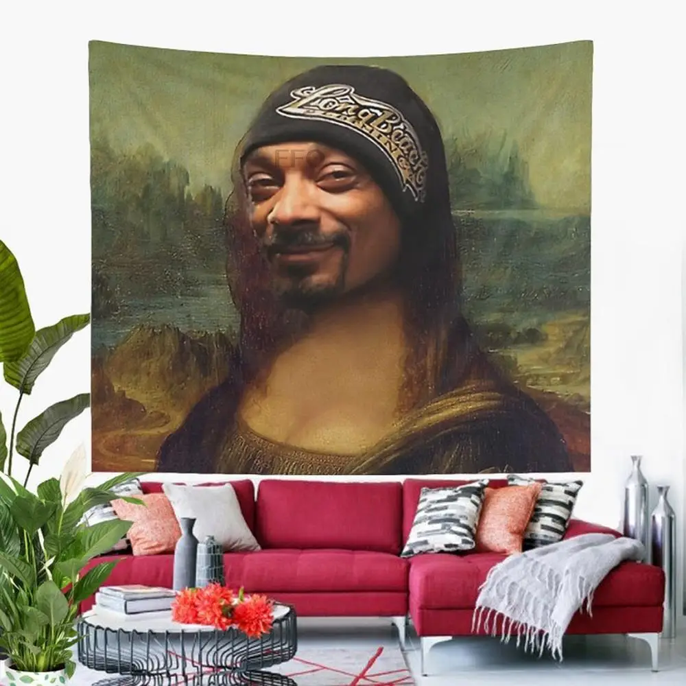 

FFO Snoop Dogg Mona Lisa Tapestry Wall Hanging Funny Meme Tapestries College Room Hostel Dorm Decor Decor Bedroom Sofa Blanket