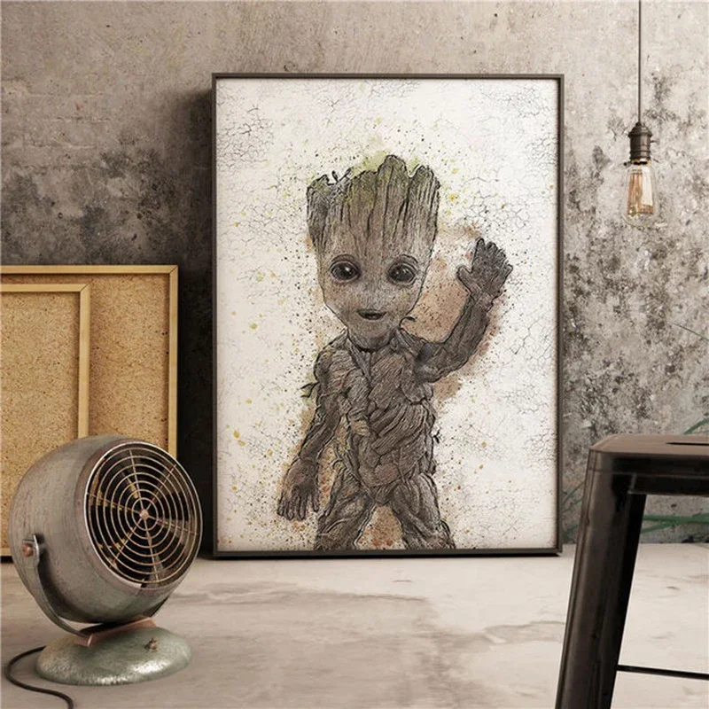 Настенный постер стражи Диснея Картина на холсте с рисунком стены акварелью для