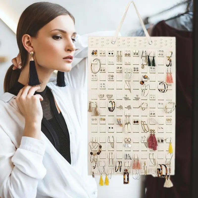 

Jewelry Organizer Multipurpose Earring Storage Bag Display Bag Wall Mounted Dustproof Portable Earring Storage for Women Girls