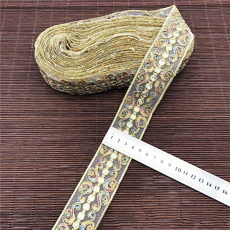 Этническая ветрозащитная сетка шириной 4 5 см вышивка блестки кружево ручной