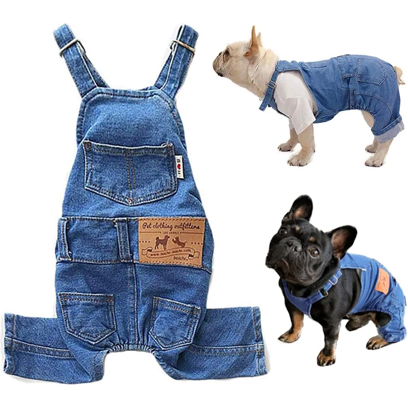 

Dog Shirts Clothes Denim Overalls Puppy Jean Jacket Sling Jumpsuit Costumes for Small Medium Dogs Cats Boy Girl French Bulldog