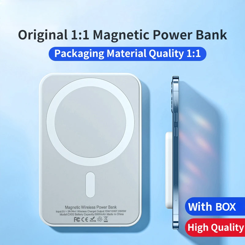 

Macsafe Magnetic Wireless Power Bank 1:1 For iPhone 13 12 14 Pro Max Mini Powerbank External Auxiliary Portable Battery Pack