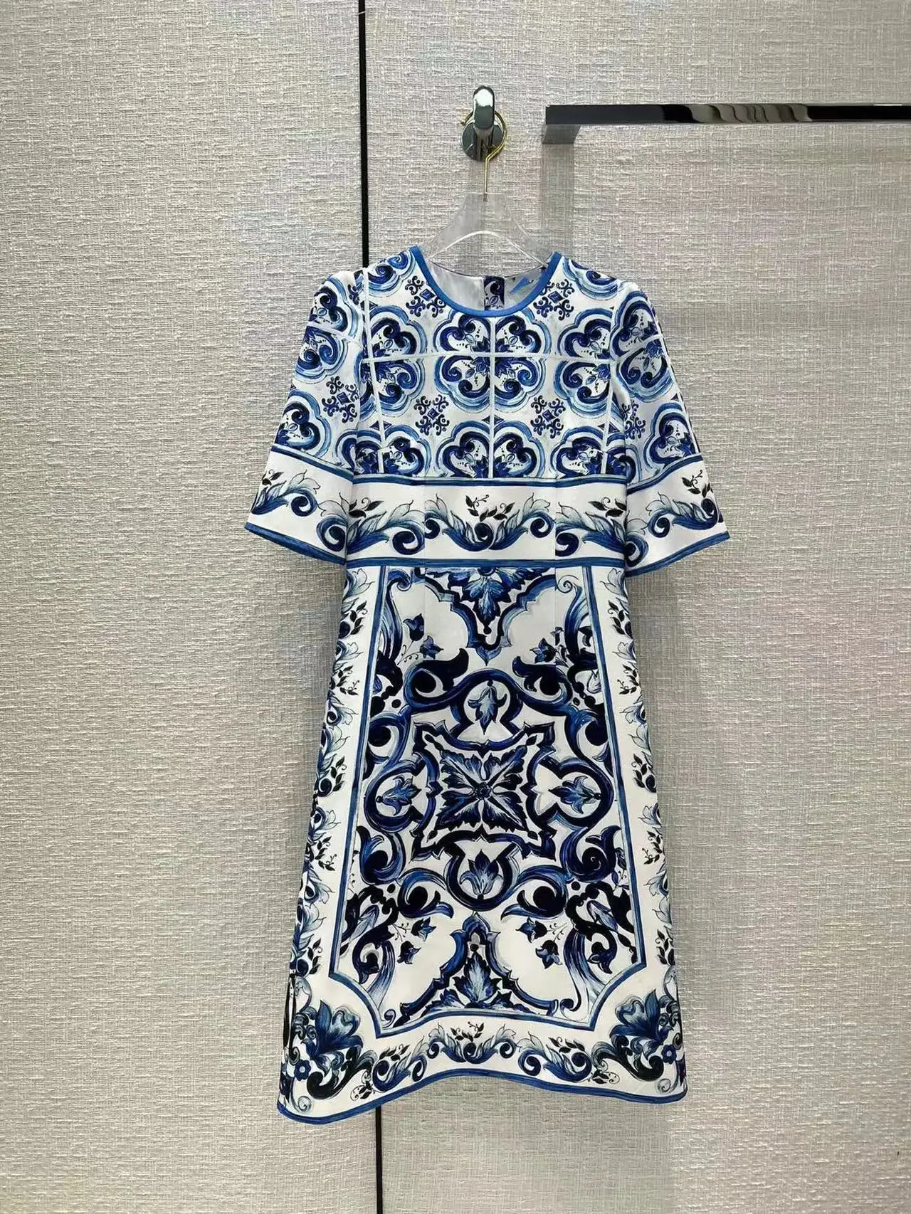

Fyion 2022 Summer Women Dress Runway Fashion Half Sleeves Flowers Print Knee-Length Holiday Vacation Dress Vestidos