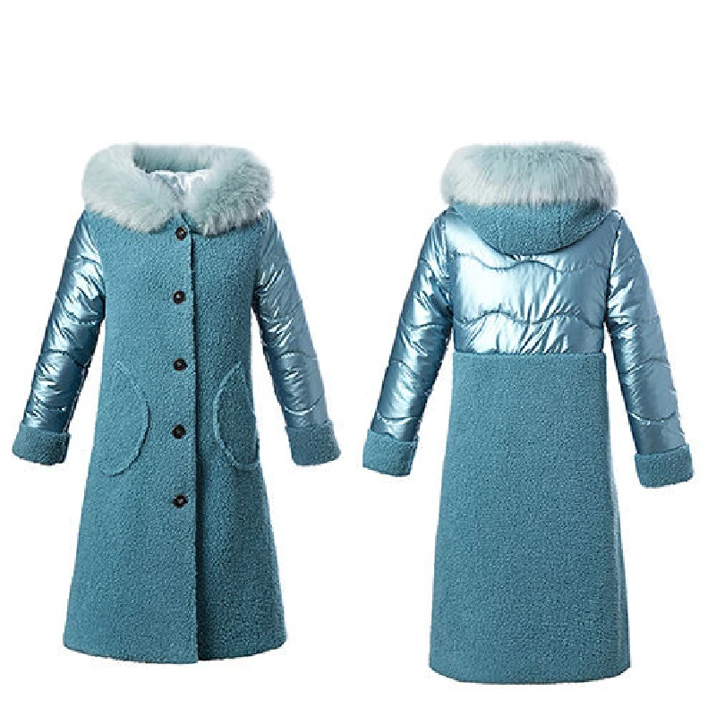 Faux Lamb Fur Coat Long Loose Thick Warm Winter Jacket Women 2023 Granule Sheep Cut Velvet Ladies Parkas Hooded Female Clothing
