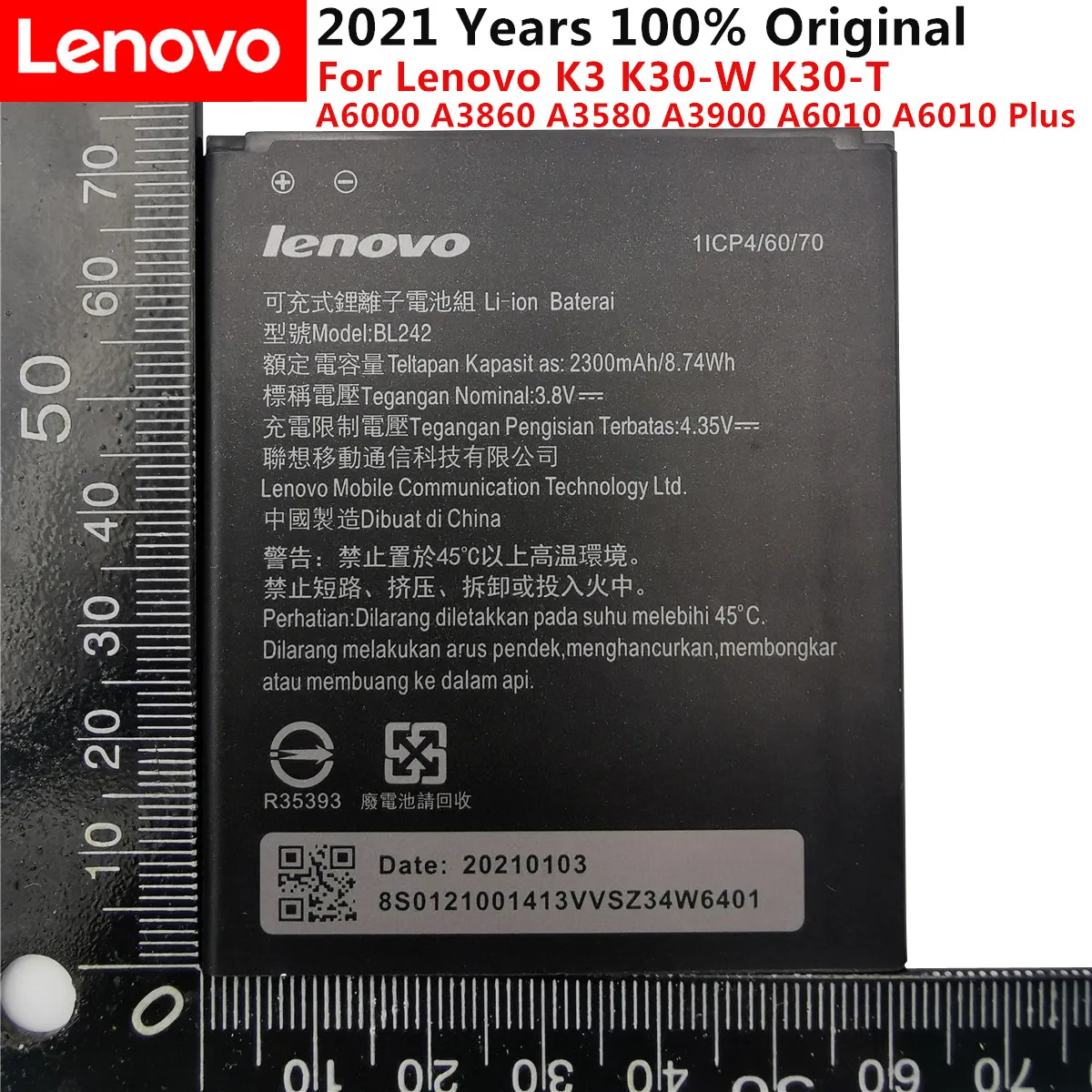 100% Оригинальный аккумулятор BL242 для lenovo K3 K30-W A6000 A3860 A3580 A3900 A6010 A6010 Plus аккумулятор