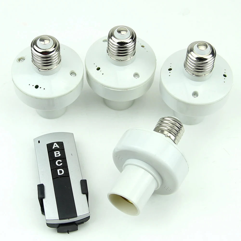 

X37E 4Pcs Wireless Remote Control Light E27 Lamp Bulb Holder Socket Switch New