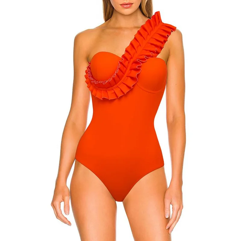 

2023 New Solid Color Sexy One Piece Swimwear Women's Vacation Beach Swimsuit