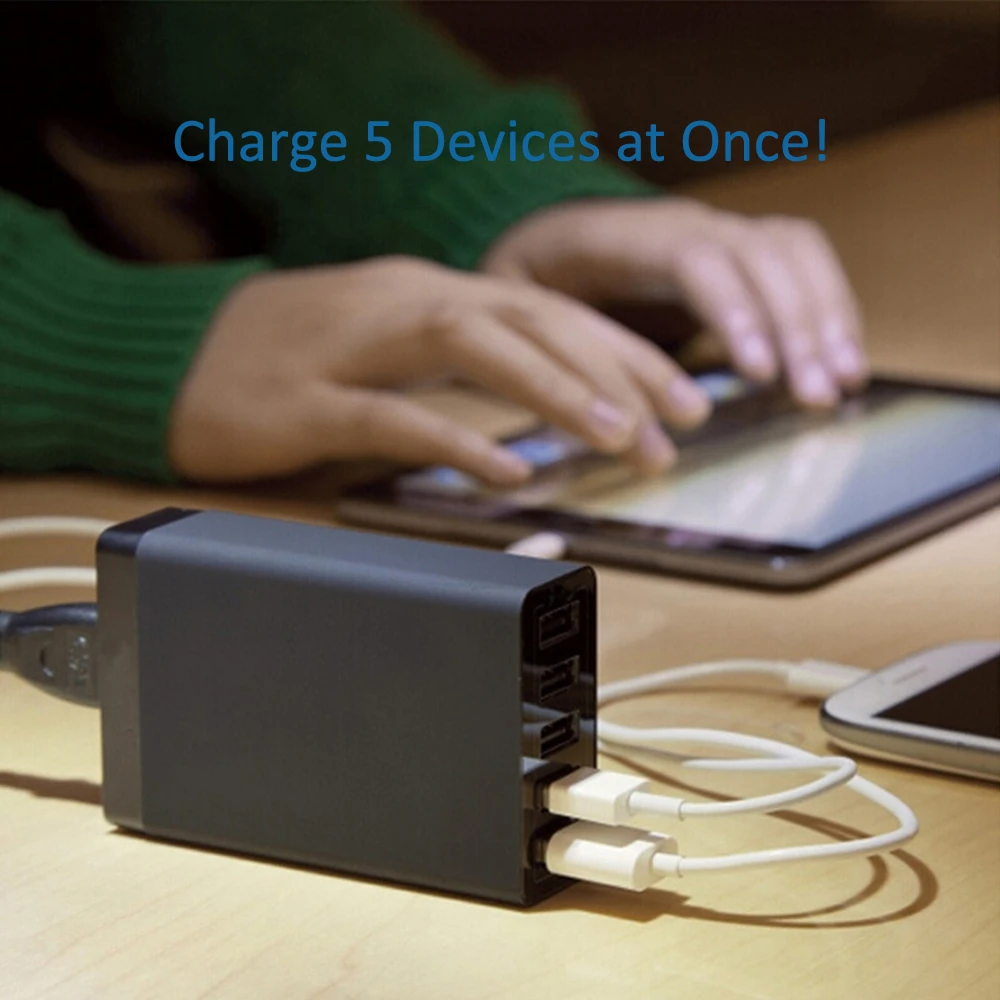 iLEPO 40W 5 Port Multi USB Charger For IPhone Samsung Mobile Cell Phone Smart Charge Device Docking Station Universal Adapter