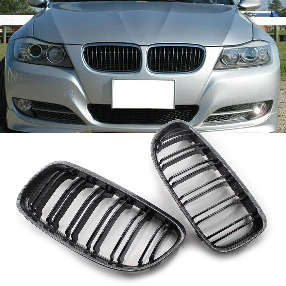 

2x Double Slat Front Grill Kidney Grille For BMW E90 E91 2009-12 325i 328i 335i