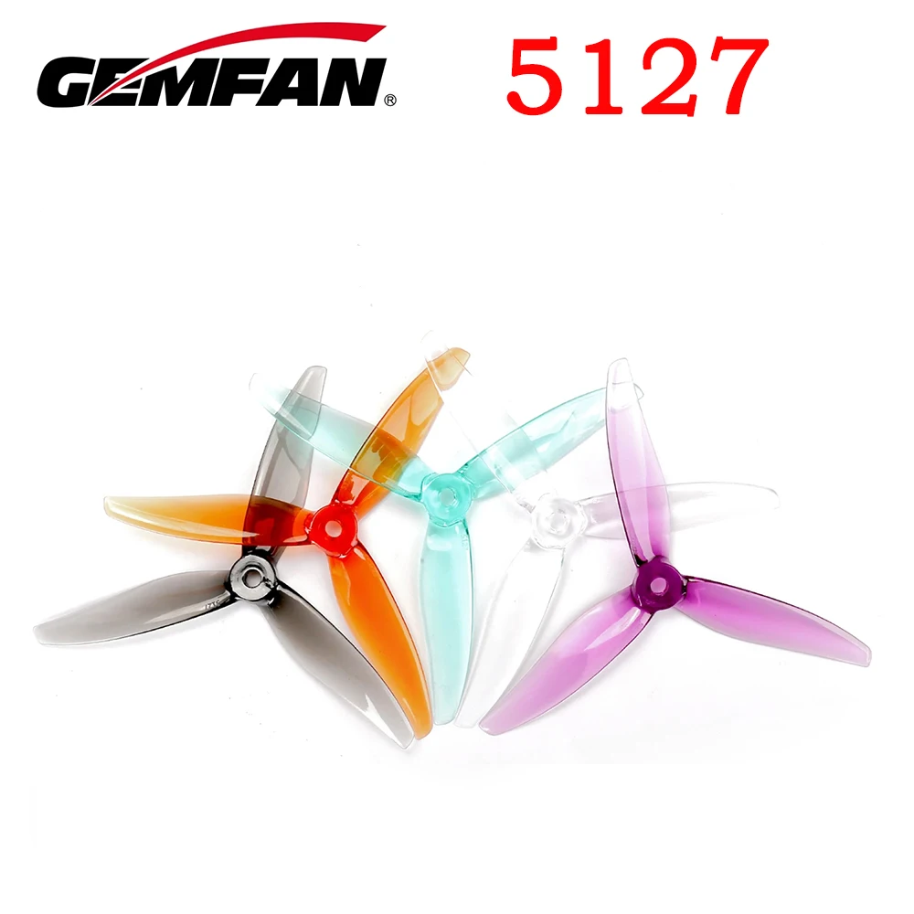 

12 пар/24 шт. Gemfan Hurricane 5127 5.1X2.7X3 3-лопастные PC пропеллеры для FPV Freestyle 5-дюймовые дроны DIY части