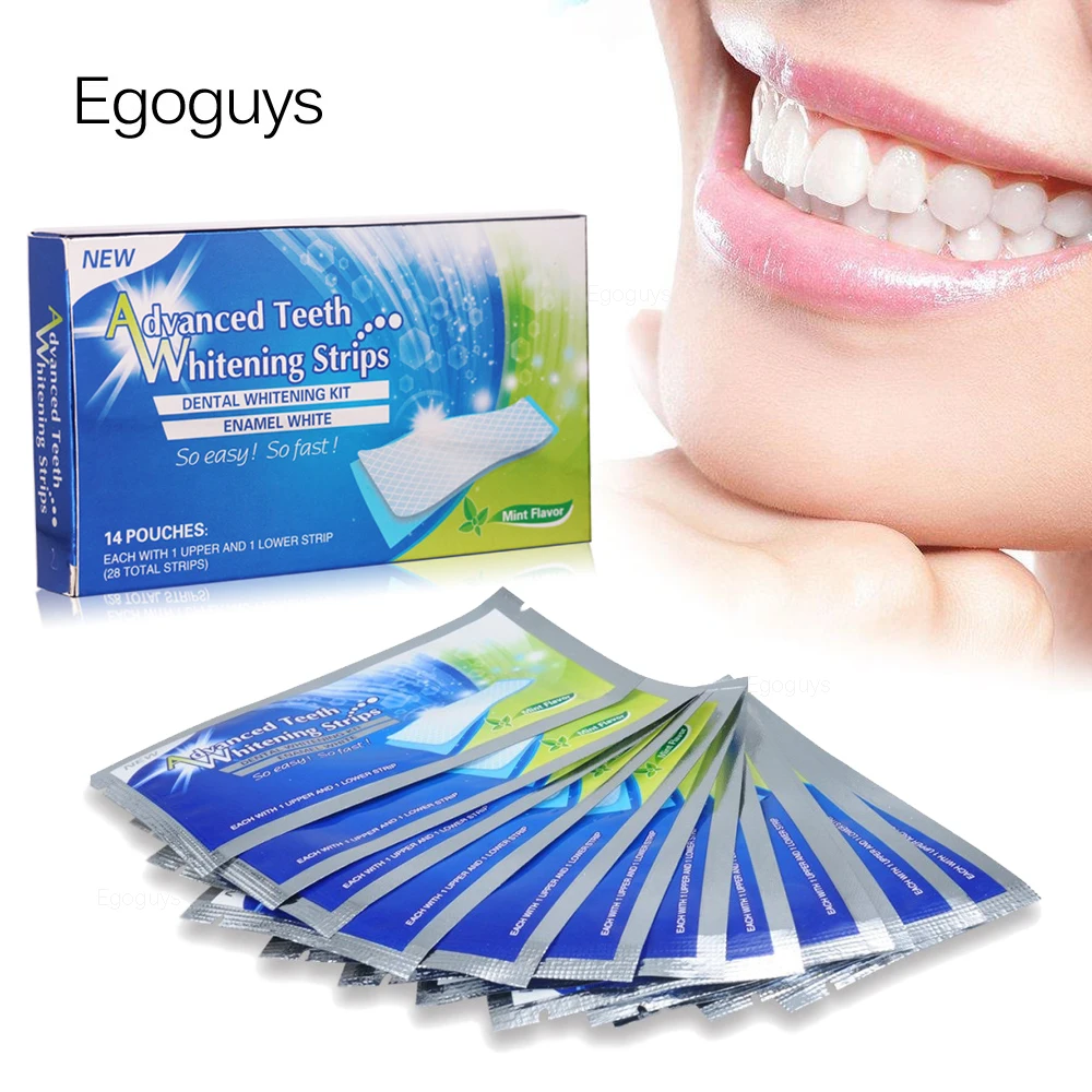 

28pcs/14pairs Advanced Teeth Whitening Strips Tooth Stain Removal Oral Hygiene Care Dental Shade Bleaching Kit Enamel White Tool
