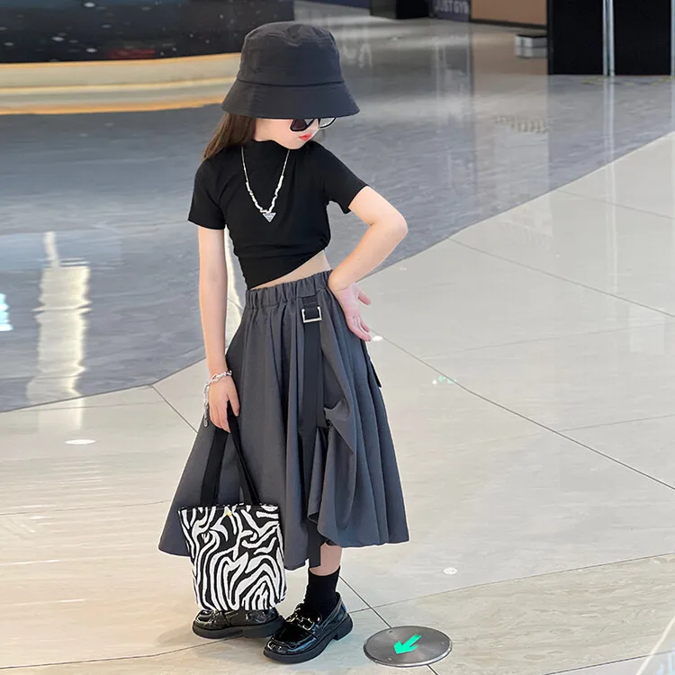 Костюм детский летний из топа с коротким рукавом и юбки на Возраст 4-12 лет |