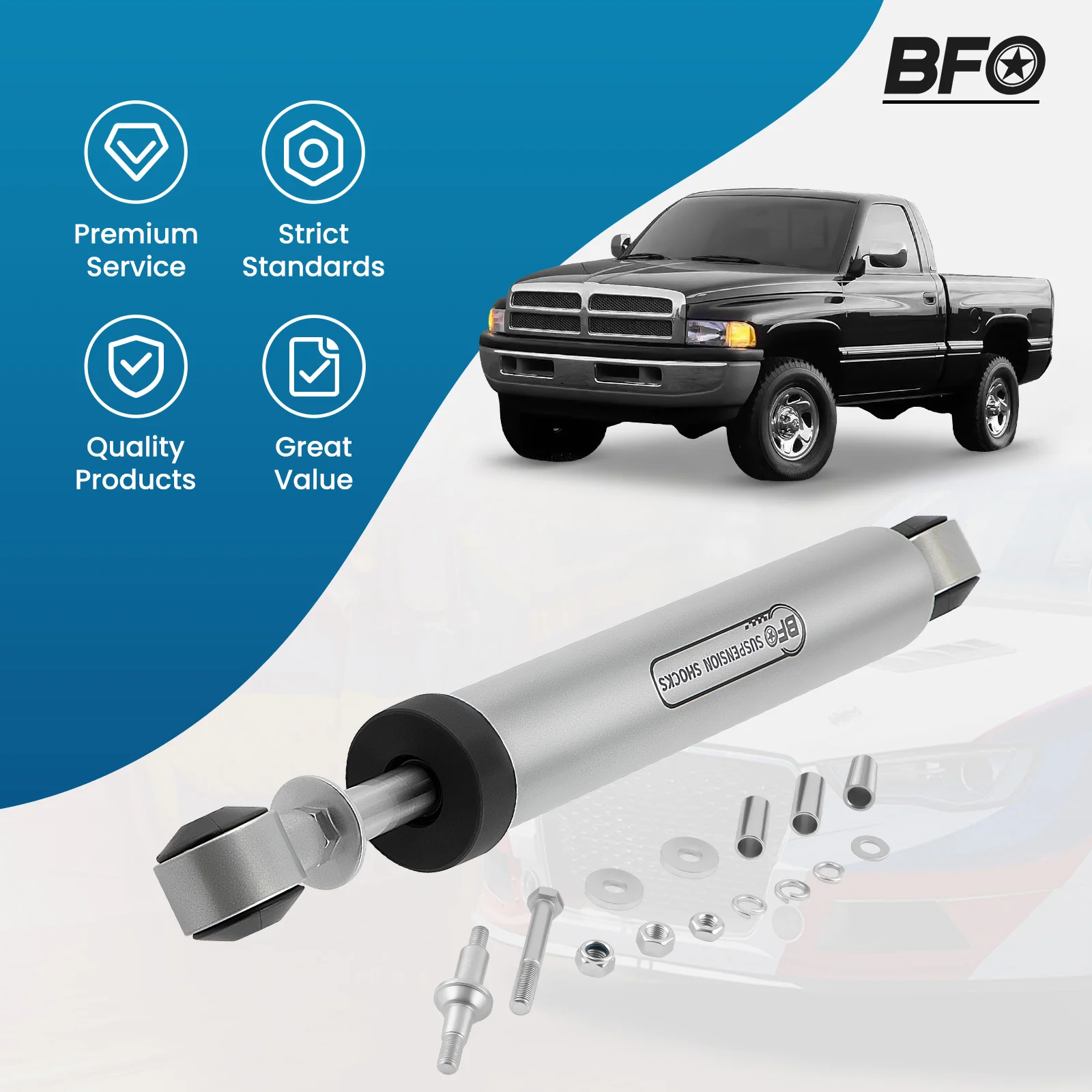 

Front Single Steering Stabilizer W/ Hardware for Ram 2500 3500 2010 2011 2012 for Dodge Ram 1500 2500 3500 4WD 1994-09