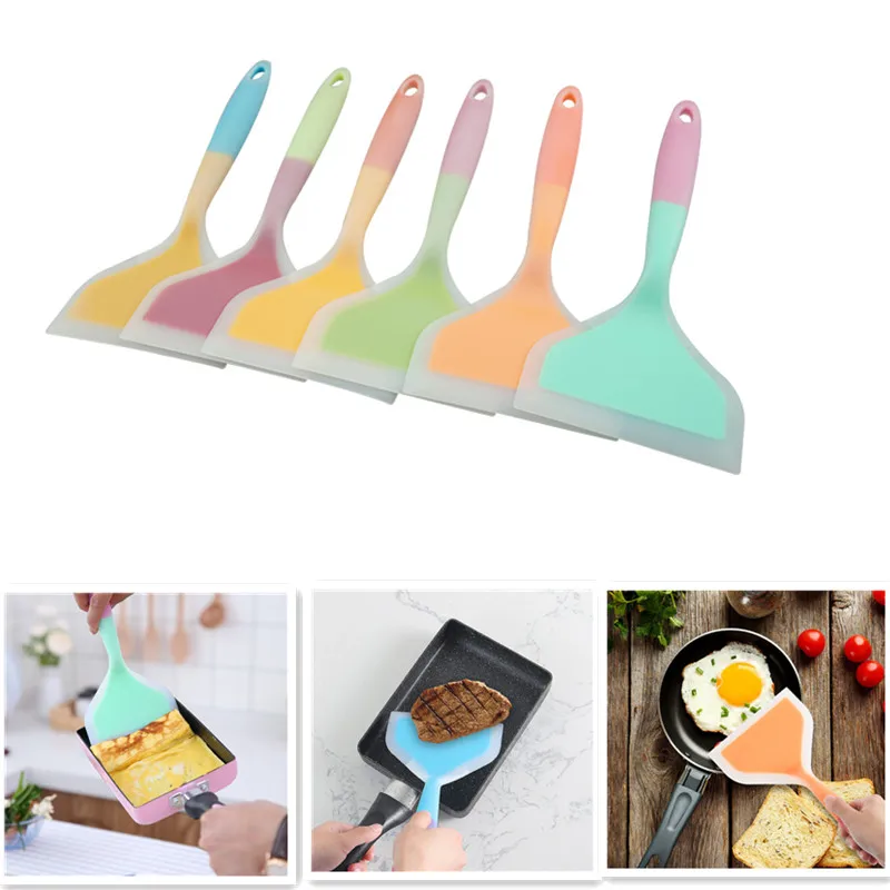 

Силиконовая лопатка, антипригарная сковорода, шпатель Yuko-yaki, широкогорлая лопатка для пиццы, стейк, силиконовая лопатка для блинов, кухонна...