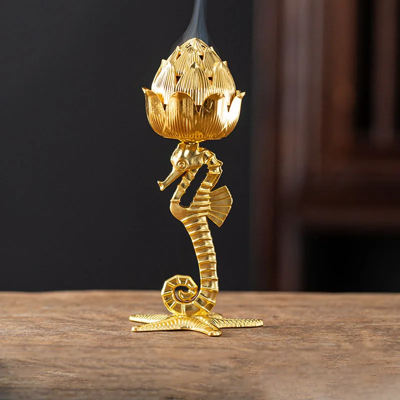 Металлическая курильница в форме лотоса