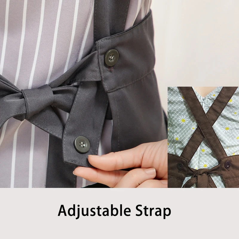 Aprons for Woman Anti-fouling Kitchen Double Shoulder Strap Lace Pocket Skirt Flower Shop Manicurist Overalls Bib Apron Dress |