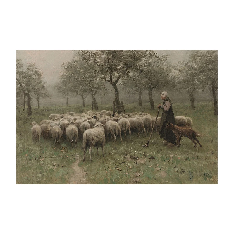 

Винтажная деревенская живопись маслом, Художественная печать, ферма, животное, крупный рогатый скот, настенный постер, украшение для стен