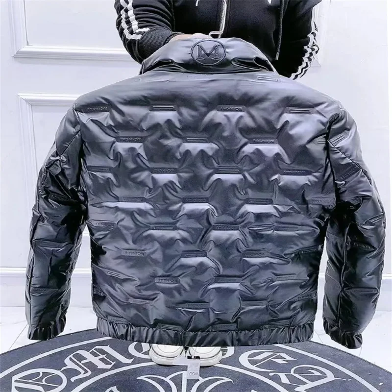 Winter Coat, Men'S Stand Collar, Korean Version, Short, Light And Thin Down Jacket, Slim, Wash Free, Bright Screen Red Cotton