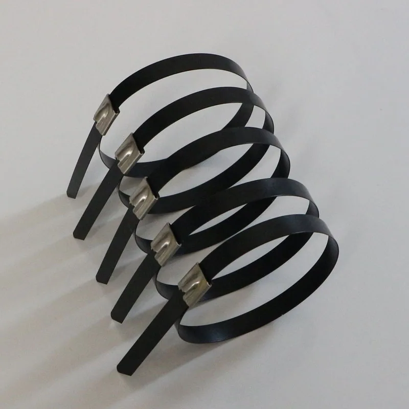 Бесплатная доставка 25 шт. черные металлические кабельные стяжки из нержавеющей