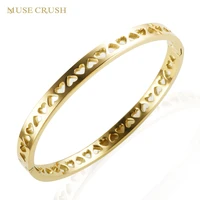 muse crush high quality stainless steel hollow bracelet fashion love heart charm cuff bangle for women party jewelry gift