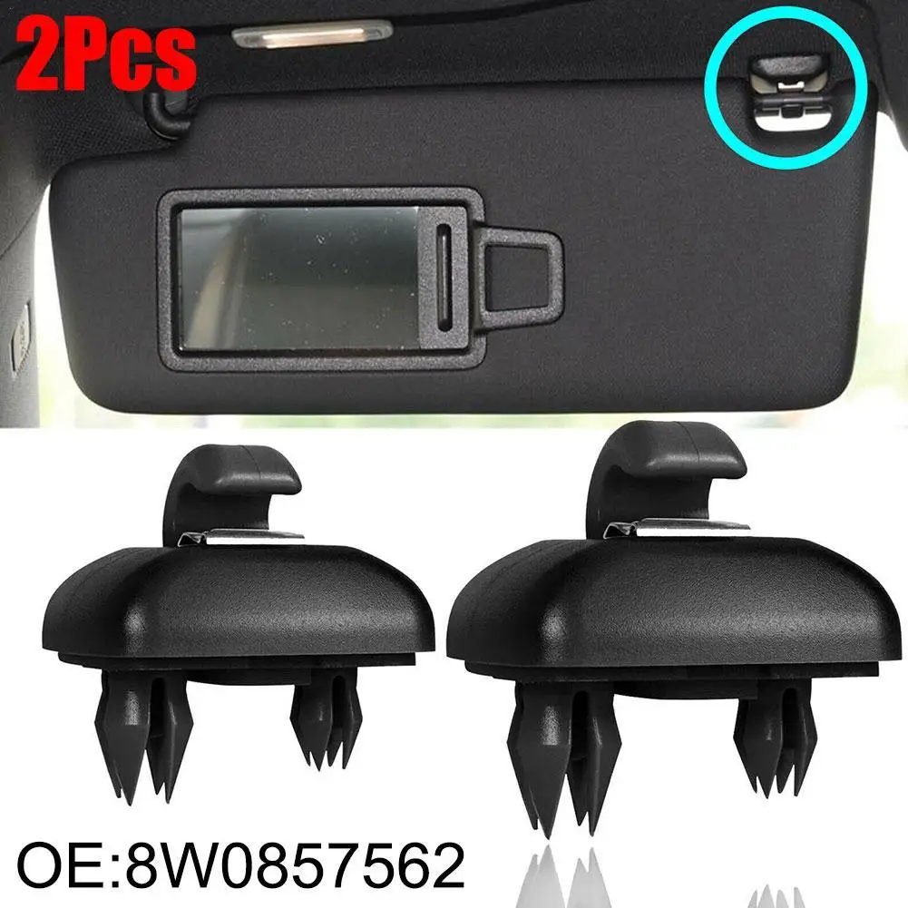 

2pcs ABS Plastic Black Sun Visor Clip Hooks 4.2*2.1cm 4F0857561 8W0857562A for Audi A6 C6 A8 /VW Passat B7