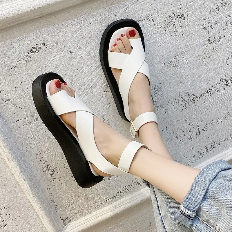 Women's Sandals 2022 Summer Solid Color Comfortable Female Beach Shoes Chunky Sandalias Non-Slip Shoe Platform Zapatillas Mujer